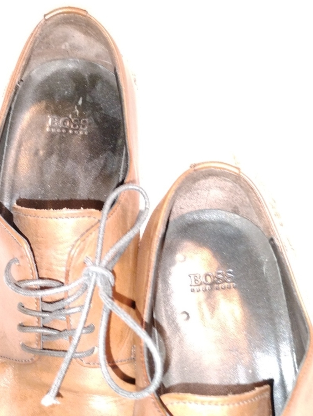 Hugo Boss Tan Leather Derby Lace-Up Shoes